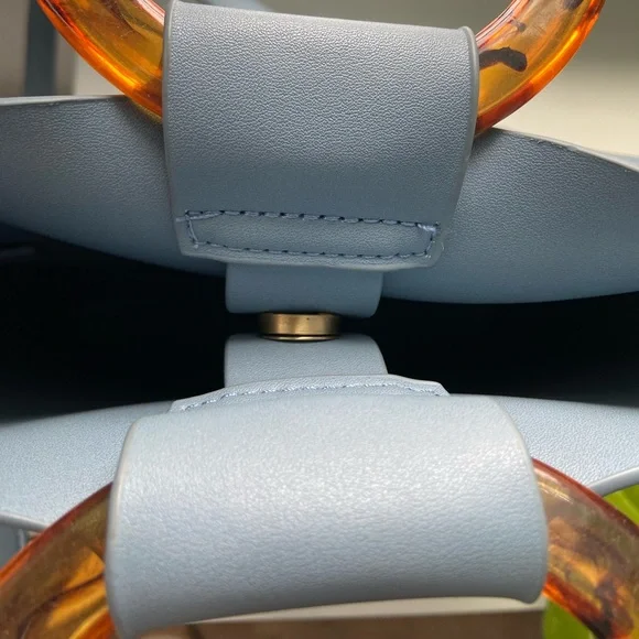 Anthropologie Blue Bag with Tortoise Handle & Fringe - Picture 8 of 11